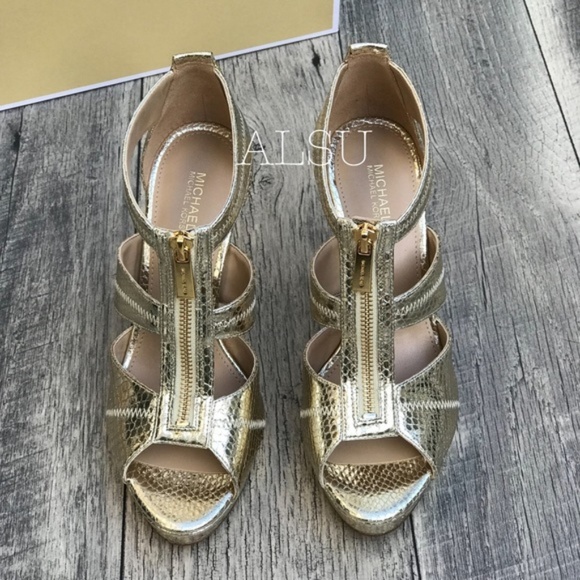 Michael Kors Damite Platform Embossed Pale Gold W - Picture 4 of 8